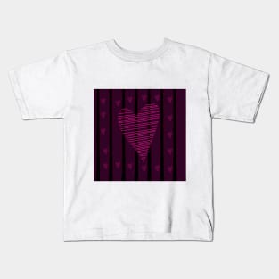 Uneven Pink Hearts on Black Kids T-Shirt